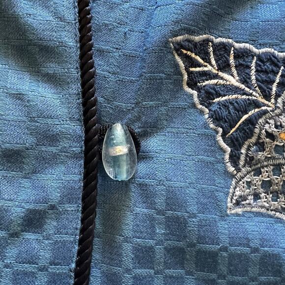 Vintage Indigo Moon women's blue floral embroidered and appliqued art jacket 1X - Picture 3 of 11